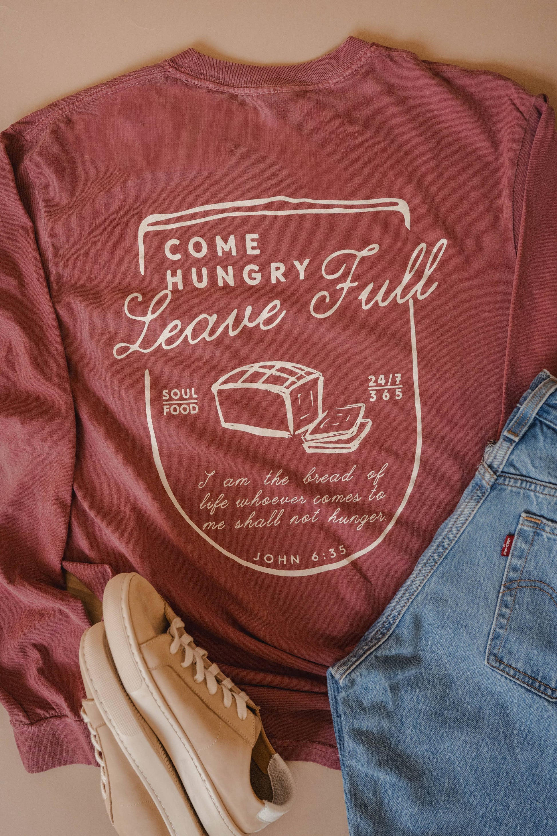 Daily Bread Long Sleeve Tee, Feathered Farmhouse