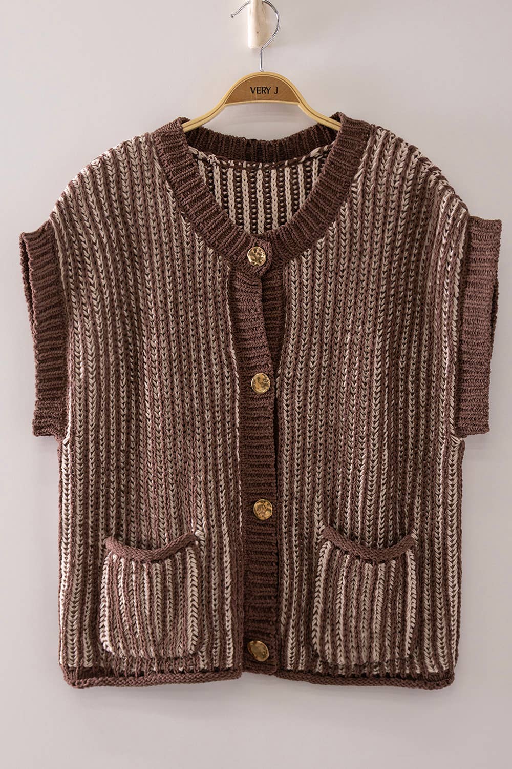 Rib Knit Vest Cardigan, Feathered Farmhouse