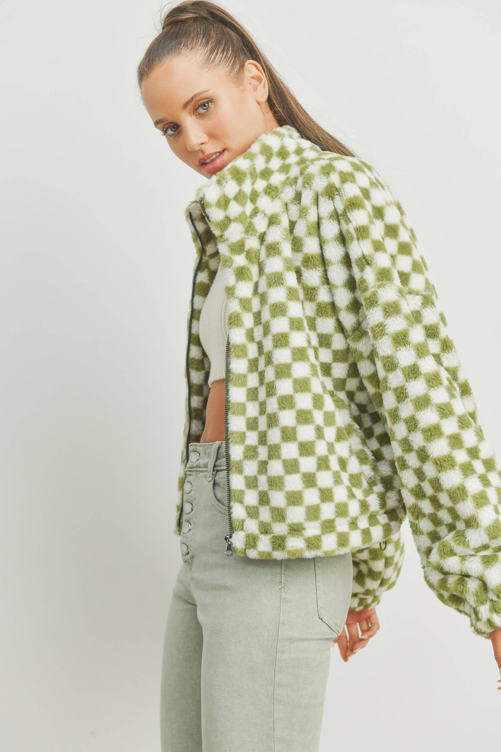 Checker Teddy Jacket, The Feathered Farmhouse