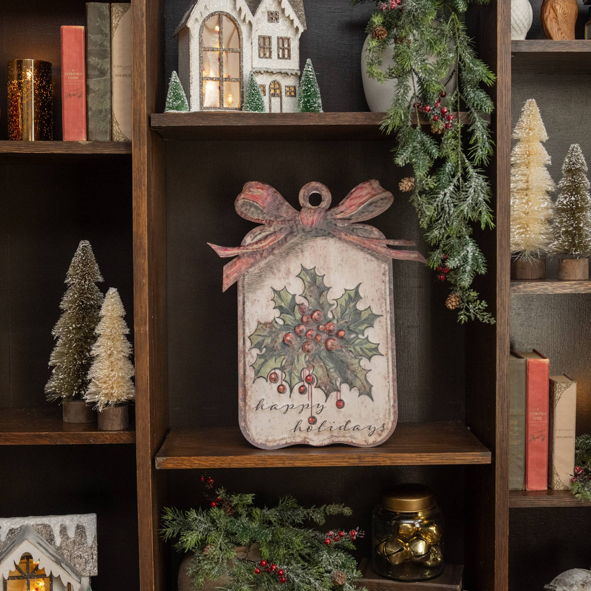 Metal Happy Holidays Standing Decor, Feathered Farmhouse