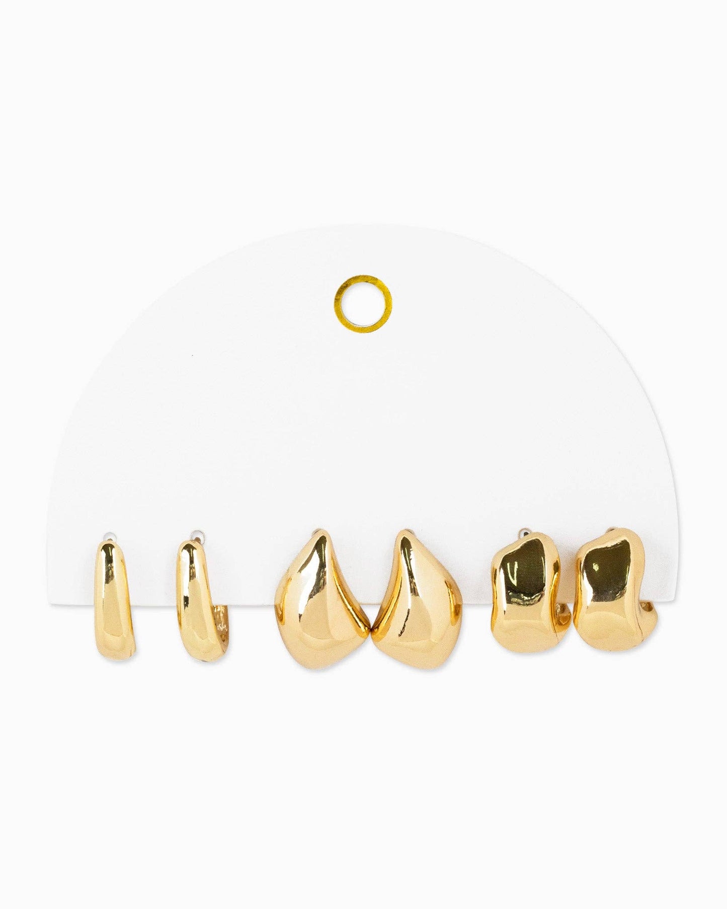 Abstract Bold Gold Hoop Set, Feathered Farmhouse