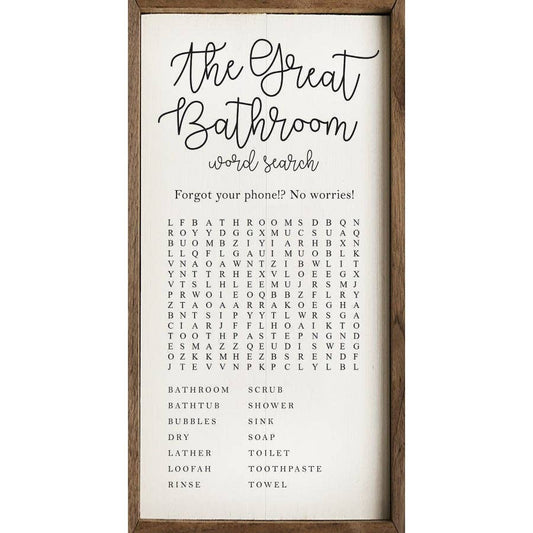 The Great Bathroom Word Search White