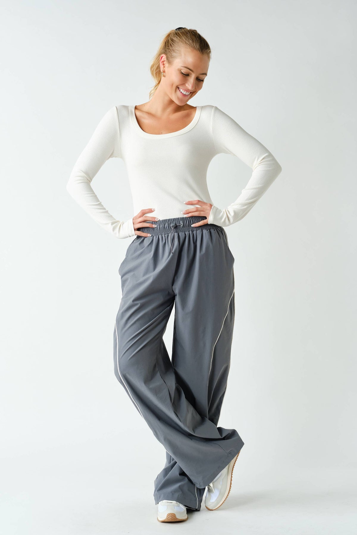 Graphite Kailey Curved Classic Track Pants, Feathered Farmhouse