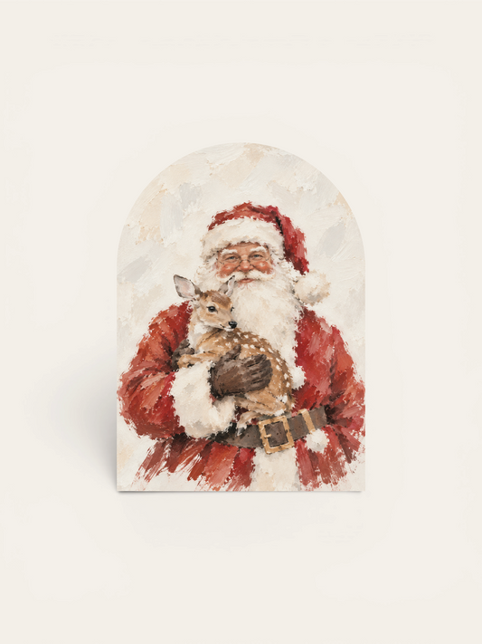 Santa Holding Fawn Arch, Feathered Farmhouse