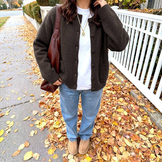 Kaycee Oversized Button Front Sweater, Feathered Farmhouse