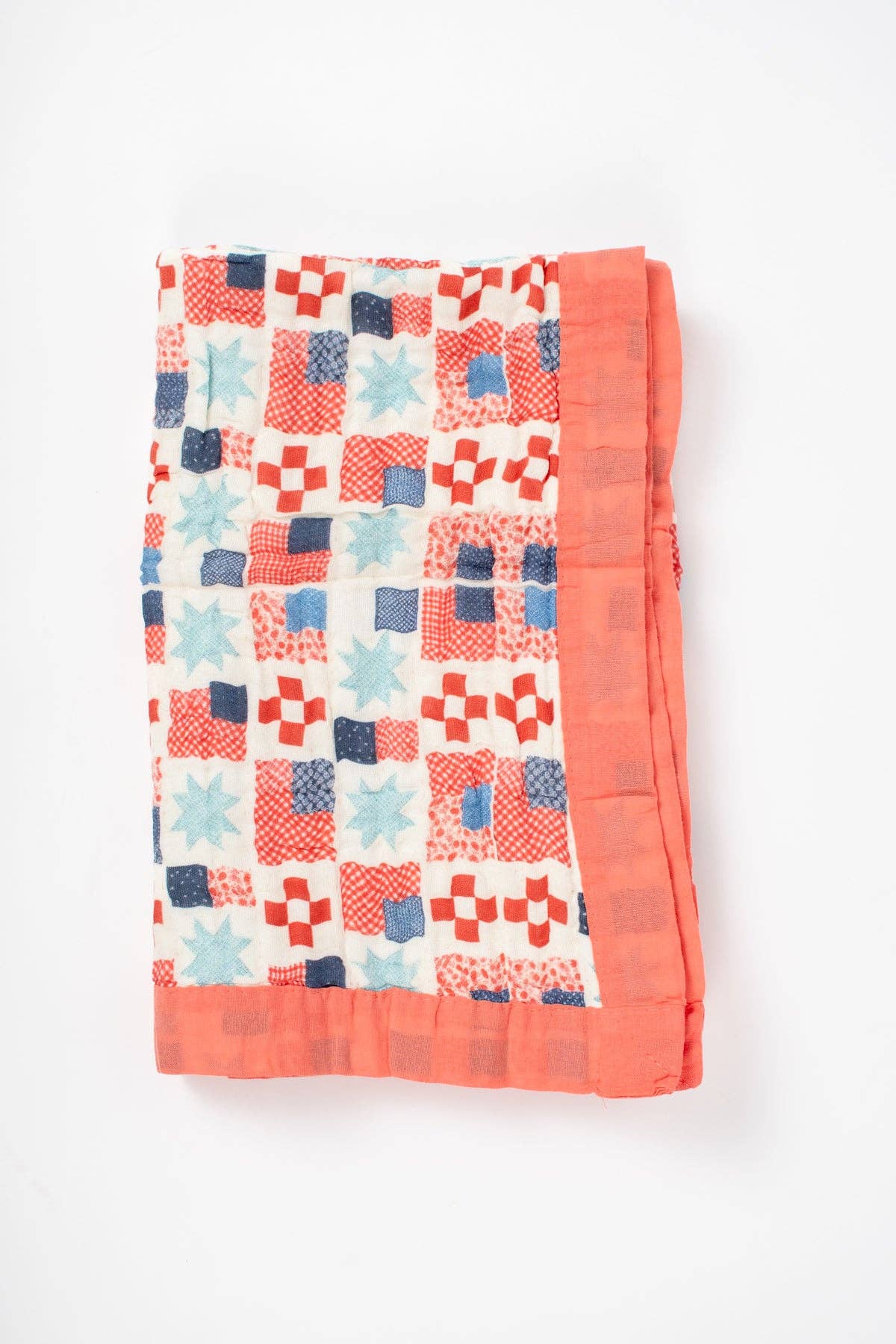 Patriotic Patchwork Cotton Baby Blanket, Feathered Farmhouse