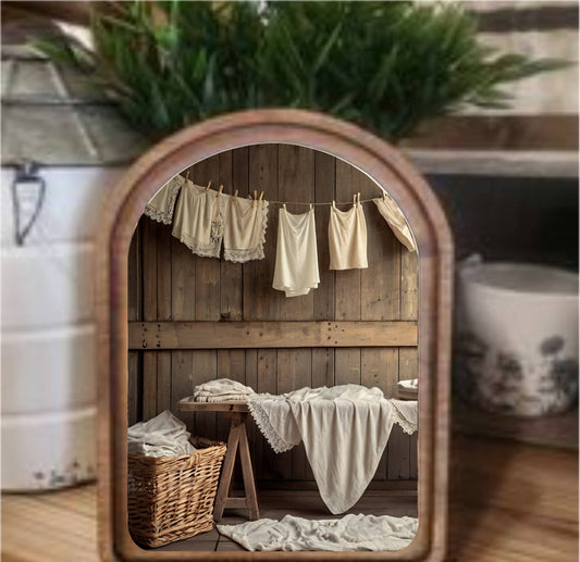 Rustic Laundry Framed Art Arch Top, The Feathered Farmhouse