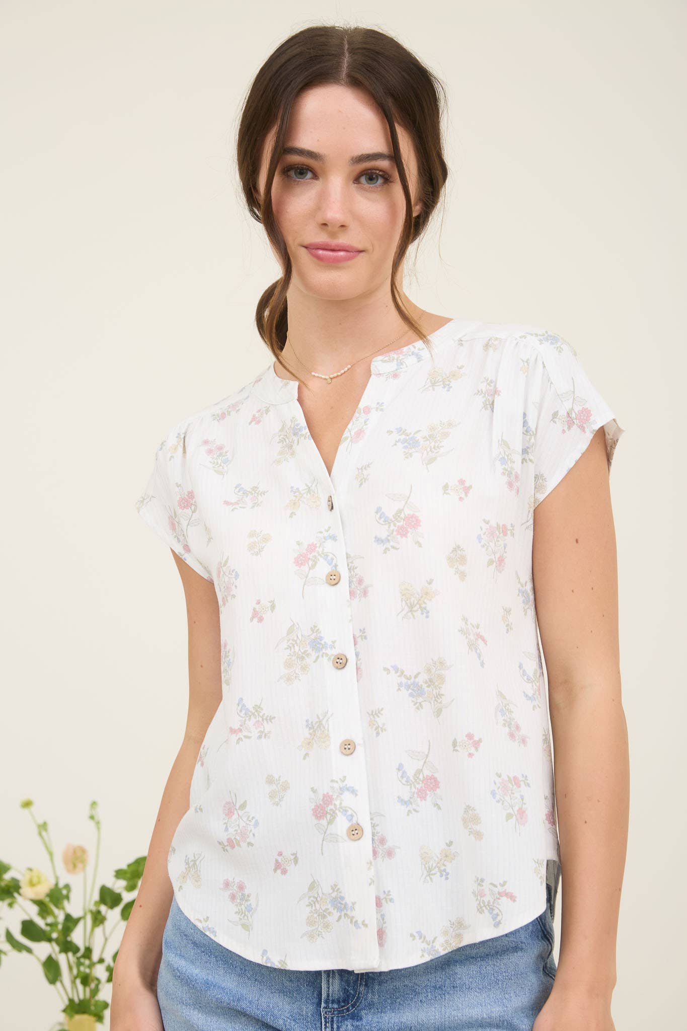 Stripe Floral Shirt, Feathered Farmhouse