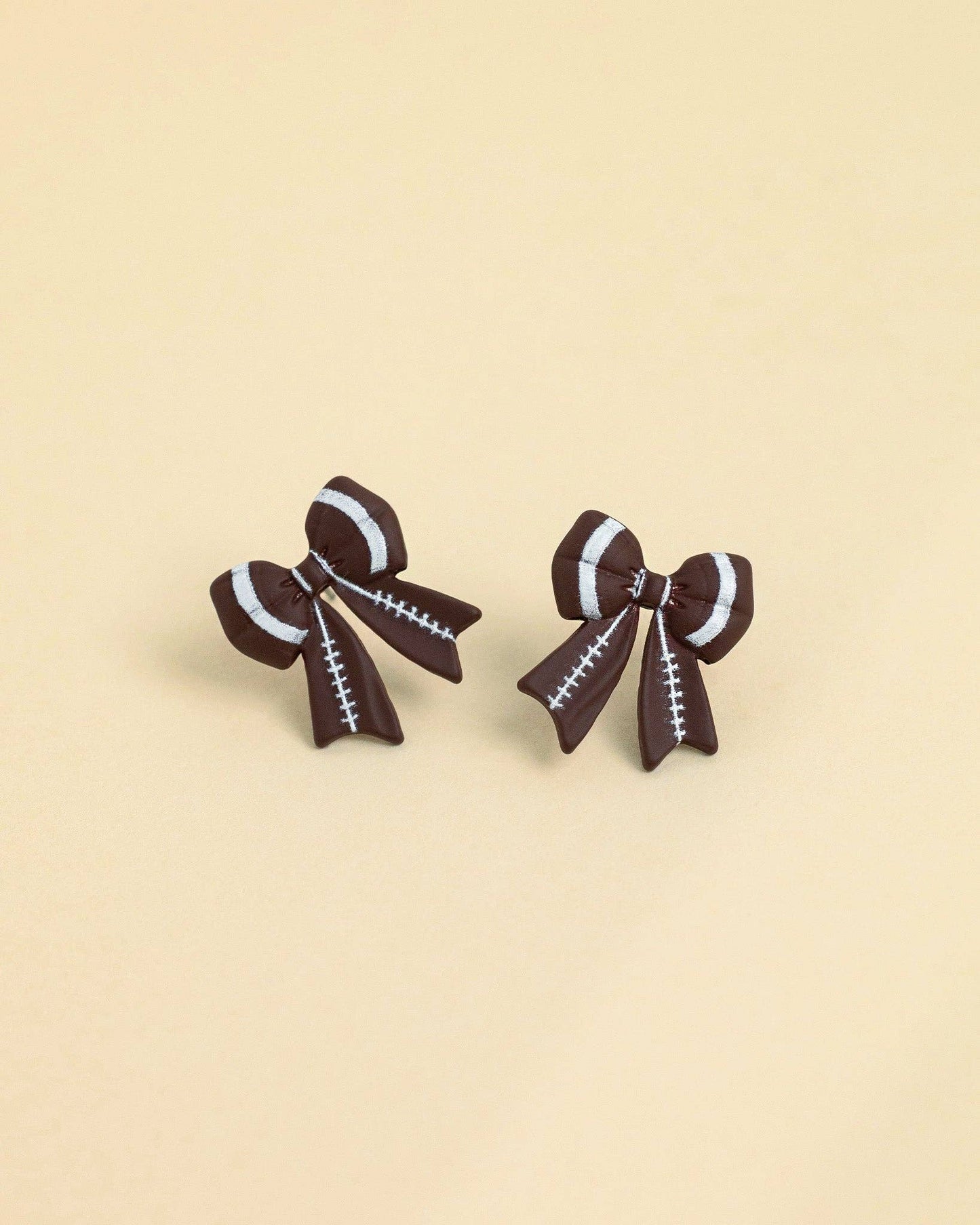 Touch of Cheer Football Bow Earrings, Feathered Farmhouse