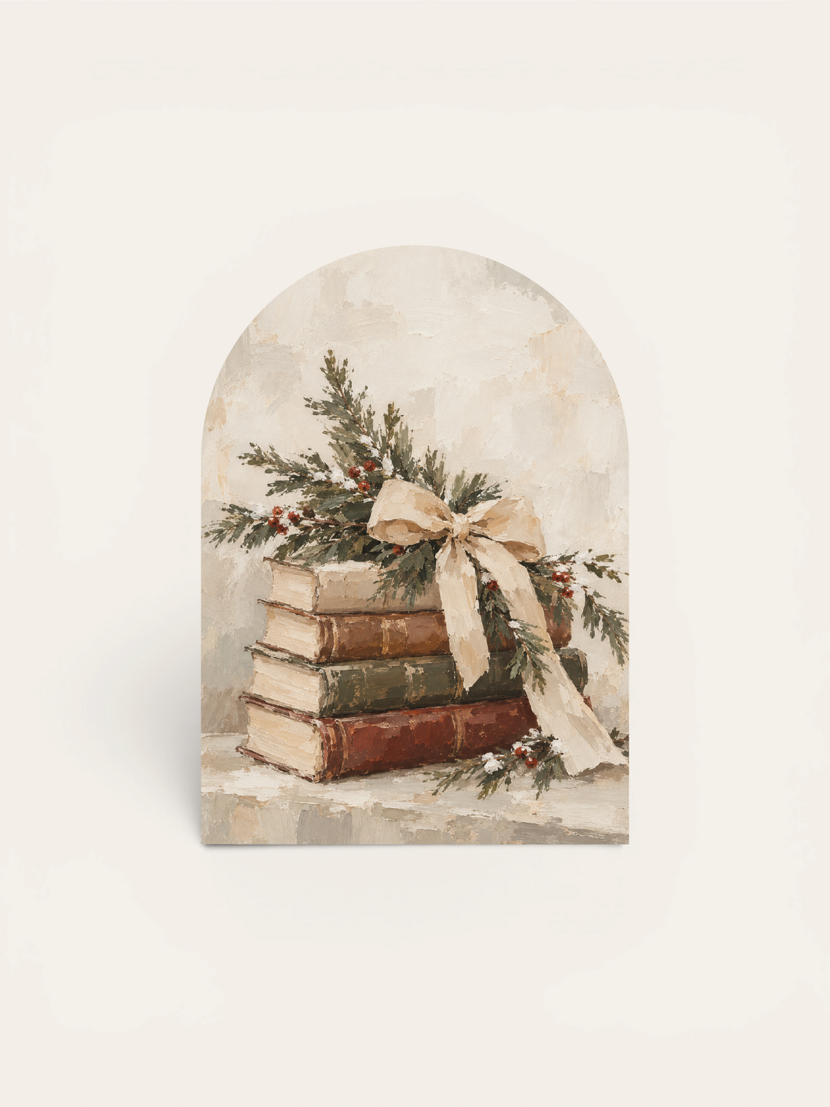 Vintage Books & Winter Greens Arch, Feathered Farmhouse
