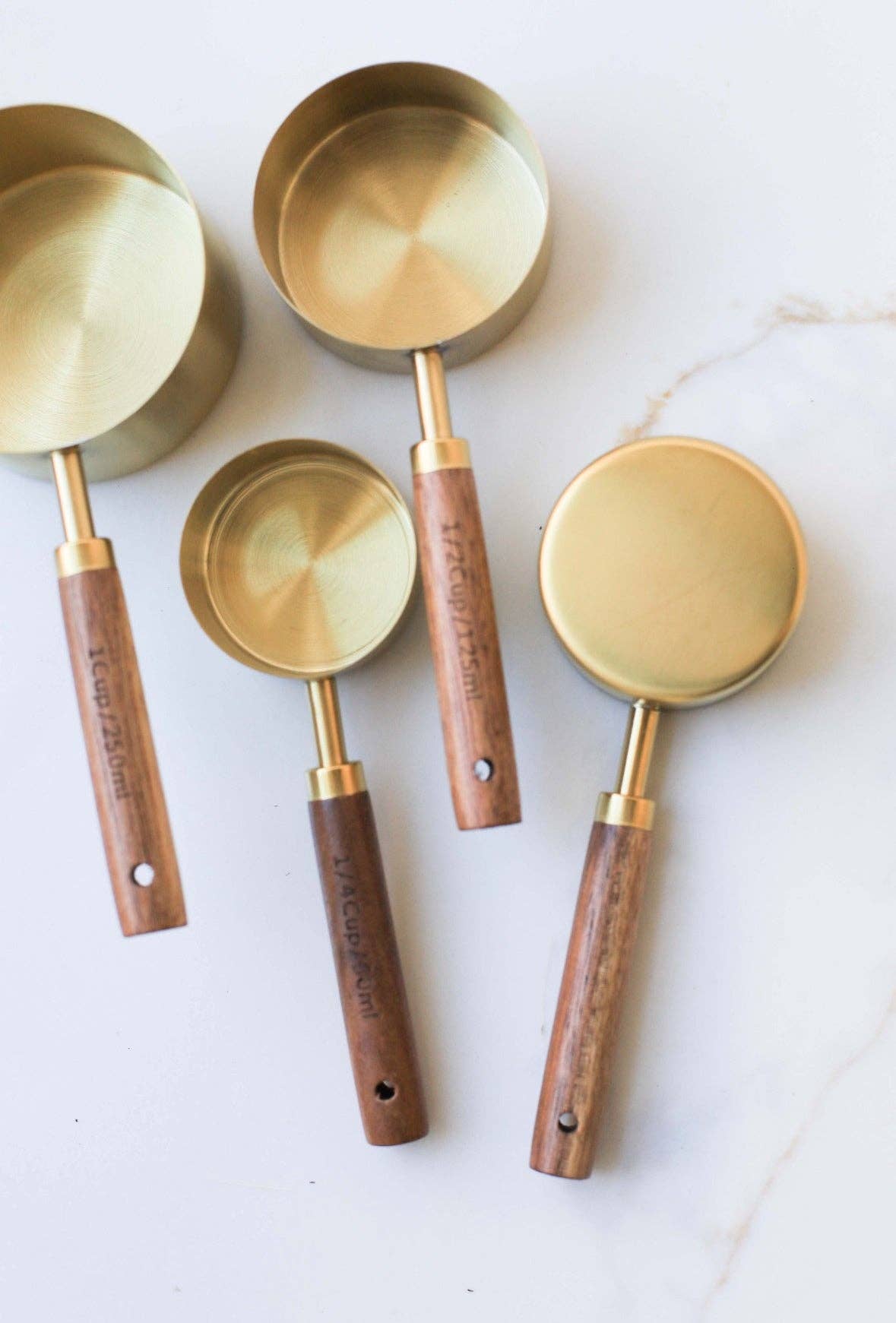 Wood Handle Measuring Cups Set, Feathered Farmhouse