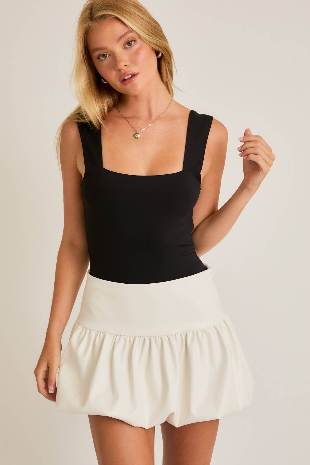 Wide Strap Back Tie Bodysuit, Feathered Farmhouse