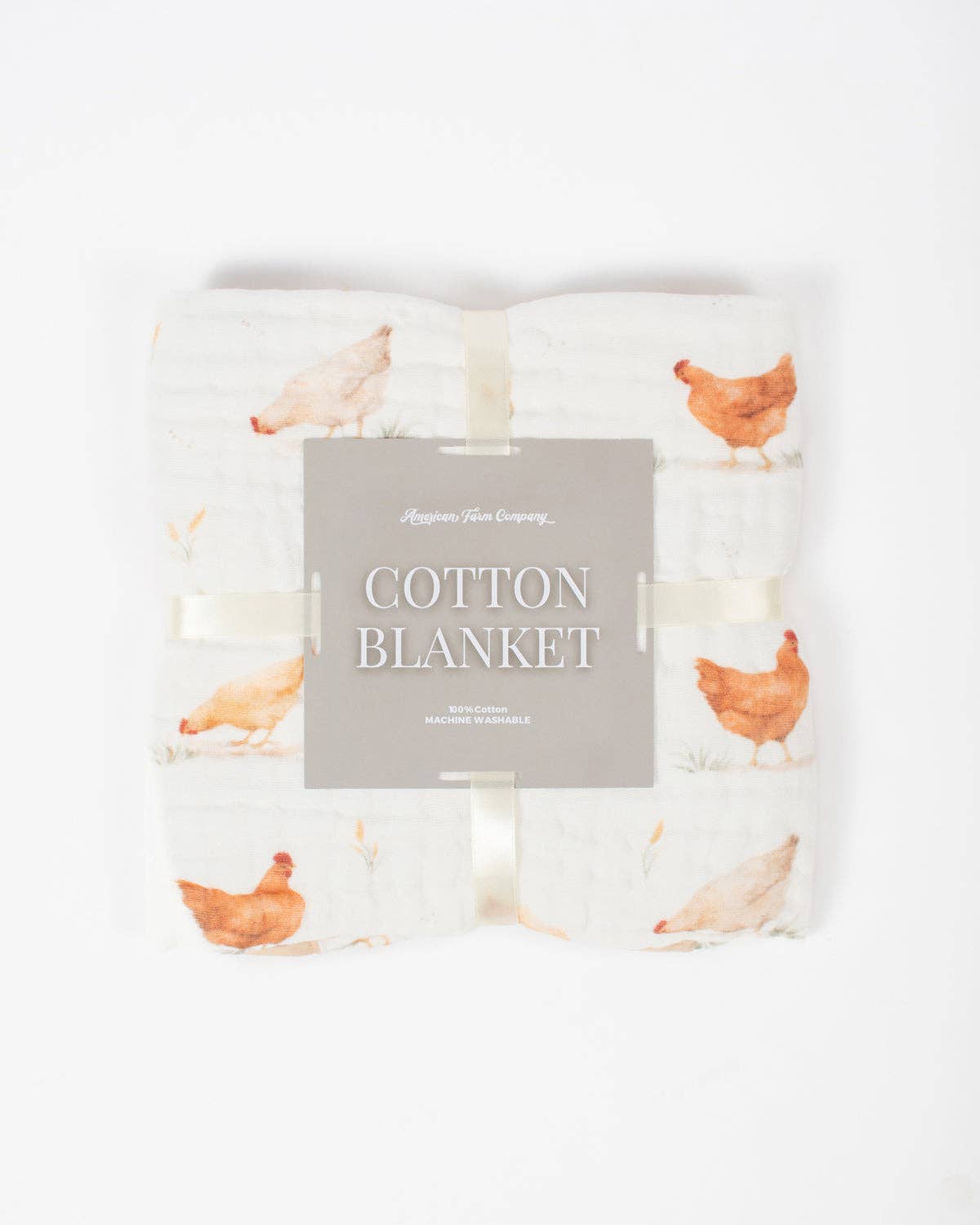 Classic Chicken Cotton Baby Blanket, Feathered Farmhouse