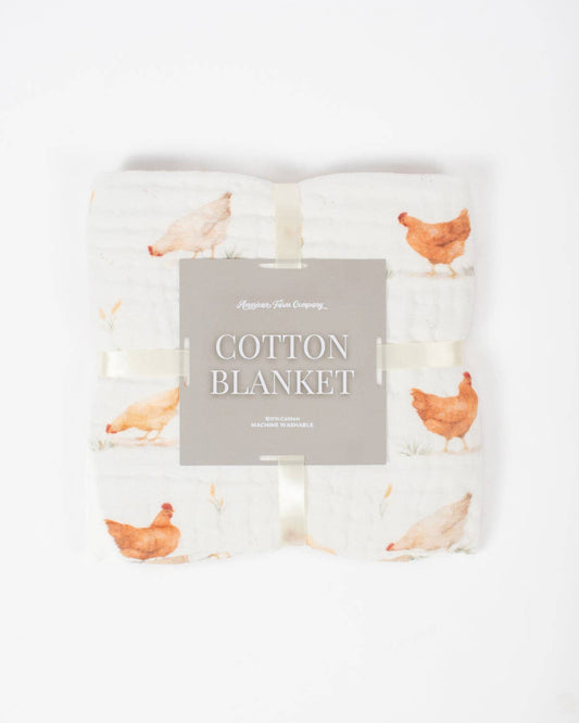 Classic Chicken Cotton Baby Blanket, Feathered Farmhouse