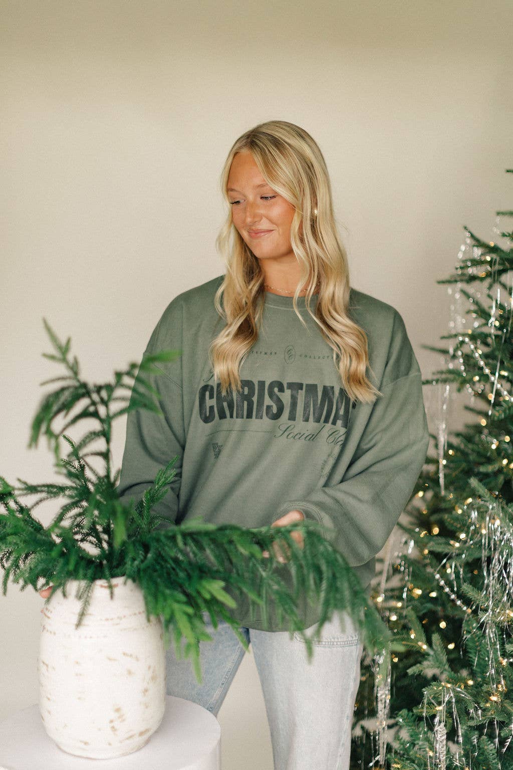 Christmas Social Club Graphic Sweatshirt, Feathered Farmhouse