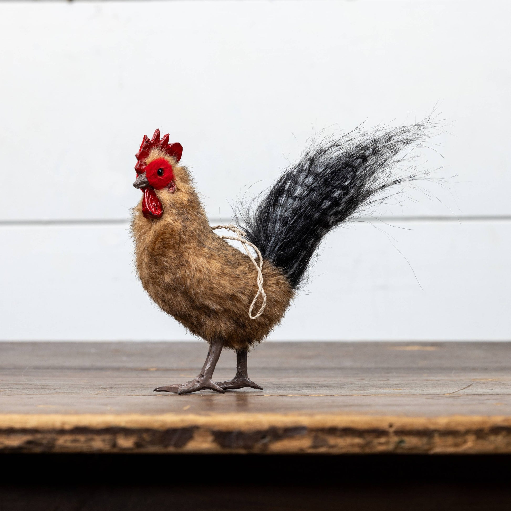 Fur Rooster Ornament, Feathered Farmhouse