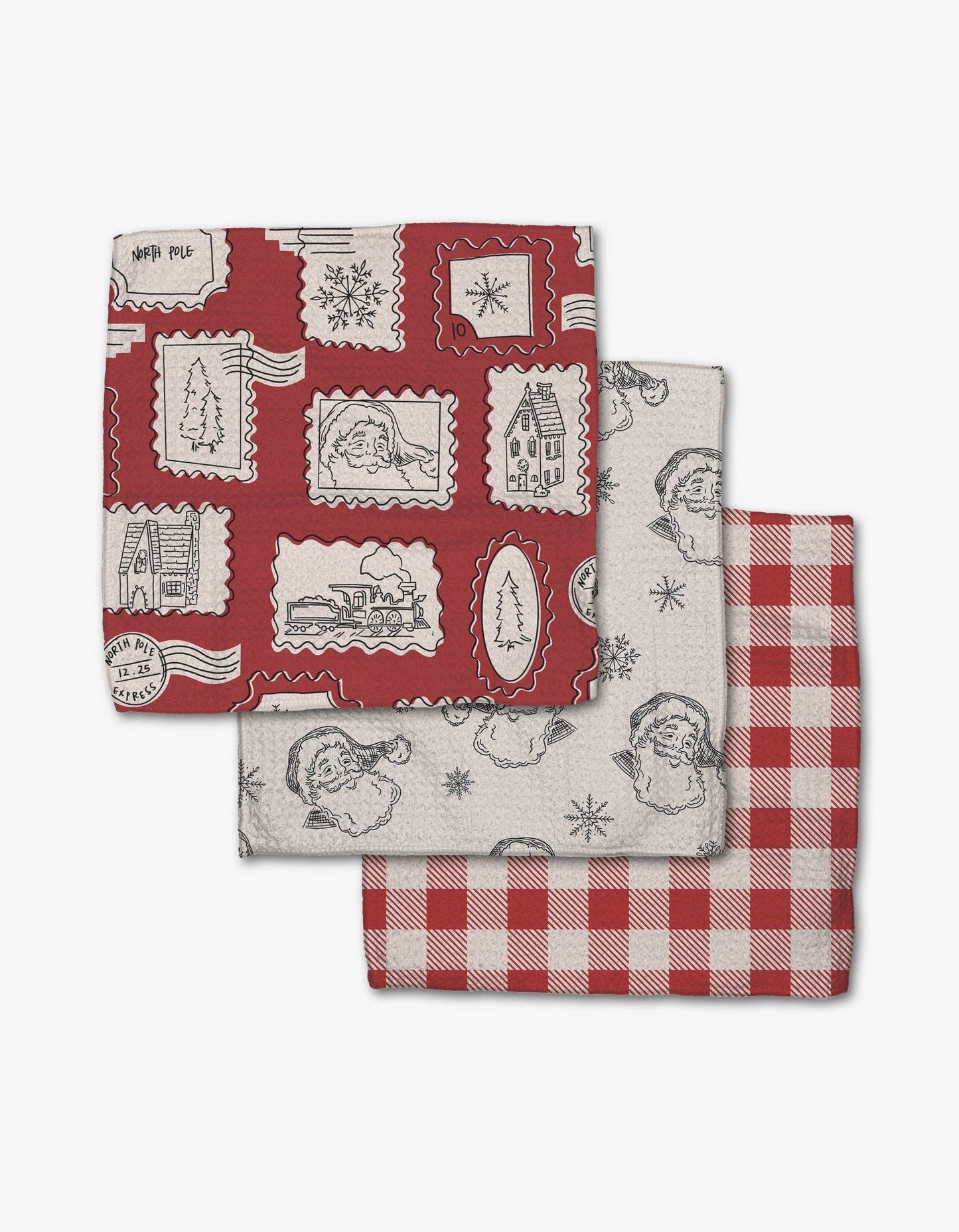 Christmas Santa Geometry Dishcloth Set, Feathered Farmhouse