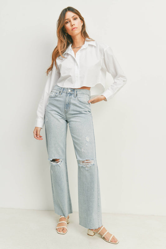 Ribcage Longer Length Straight Leg Jeans, Feathered Farmhouse