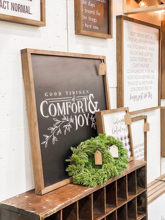 Good Tidings of Comfort and Joy Sign, Feathered Farmhouse