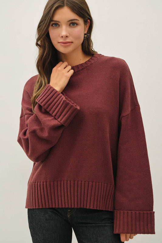 Brenna Wide Cuff Sweater, Feathered Farmhouse