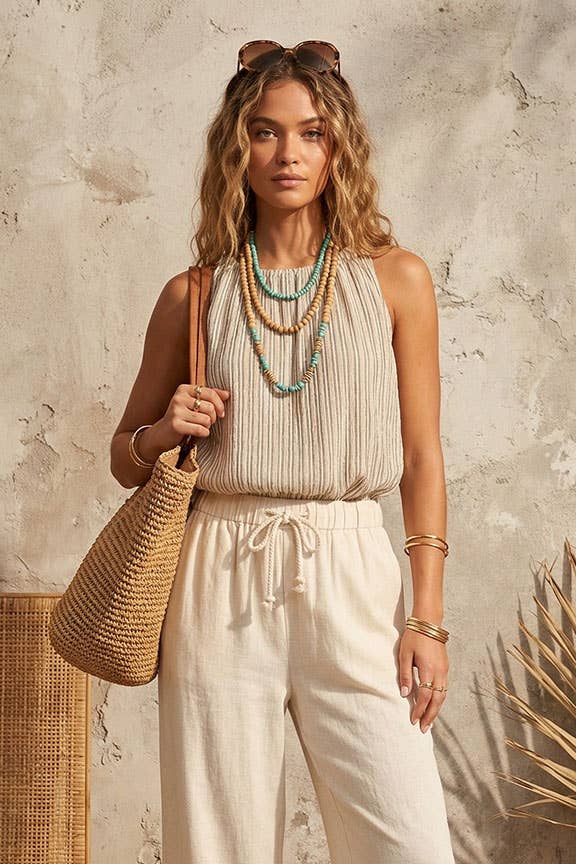 Striped Sleeveless Top, Feathered Farmhouse