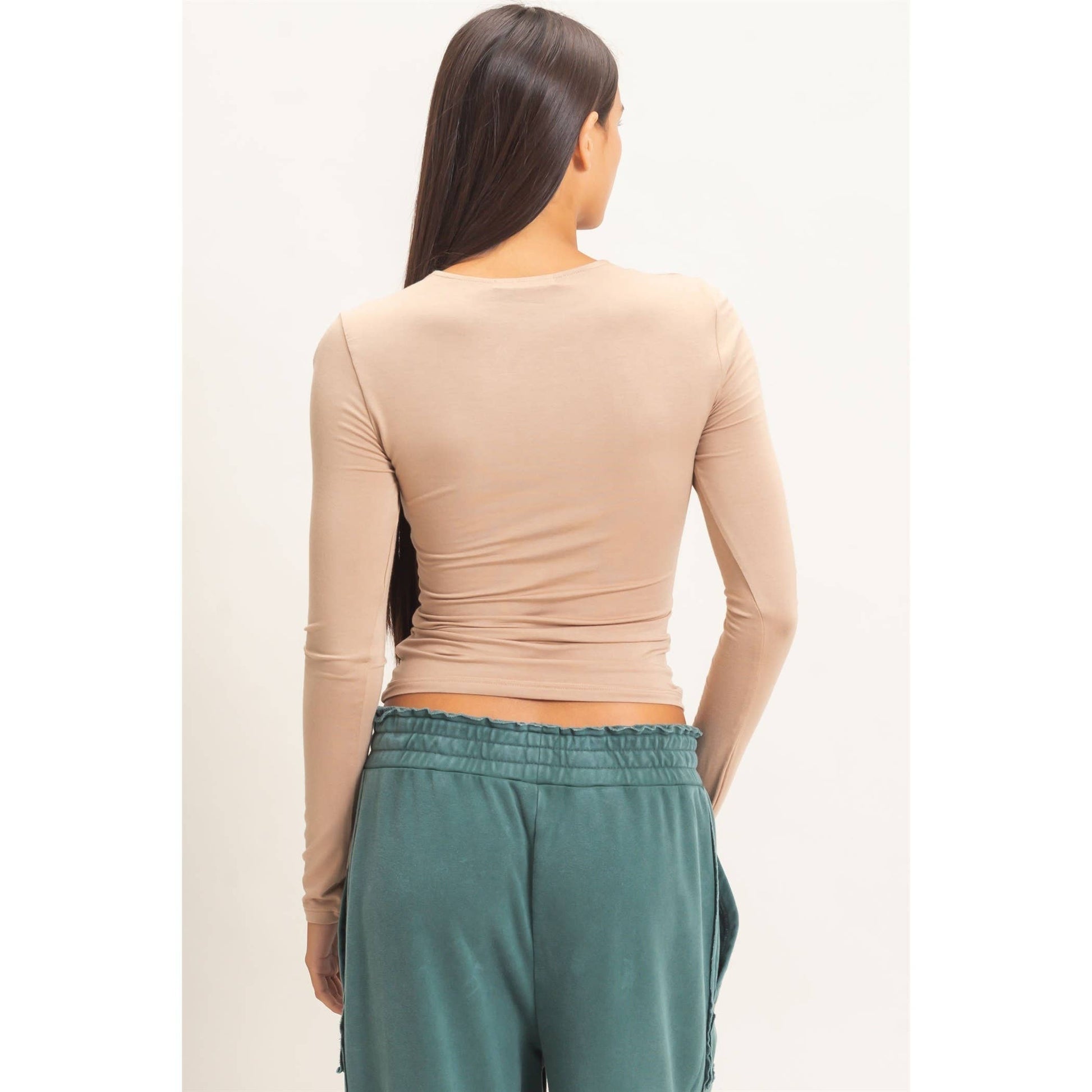 Crew Neck Long Sleeve Top, Feathered Farmhouse