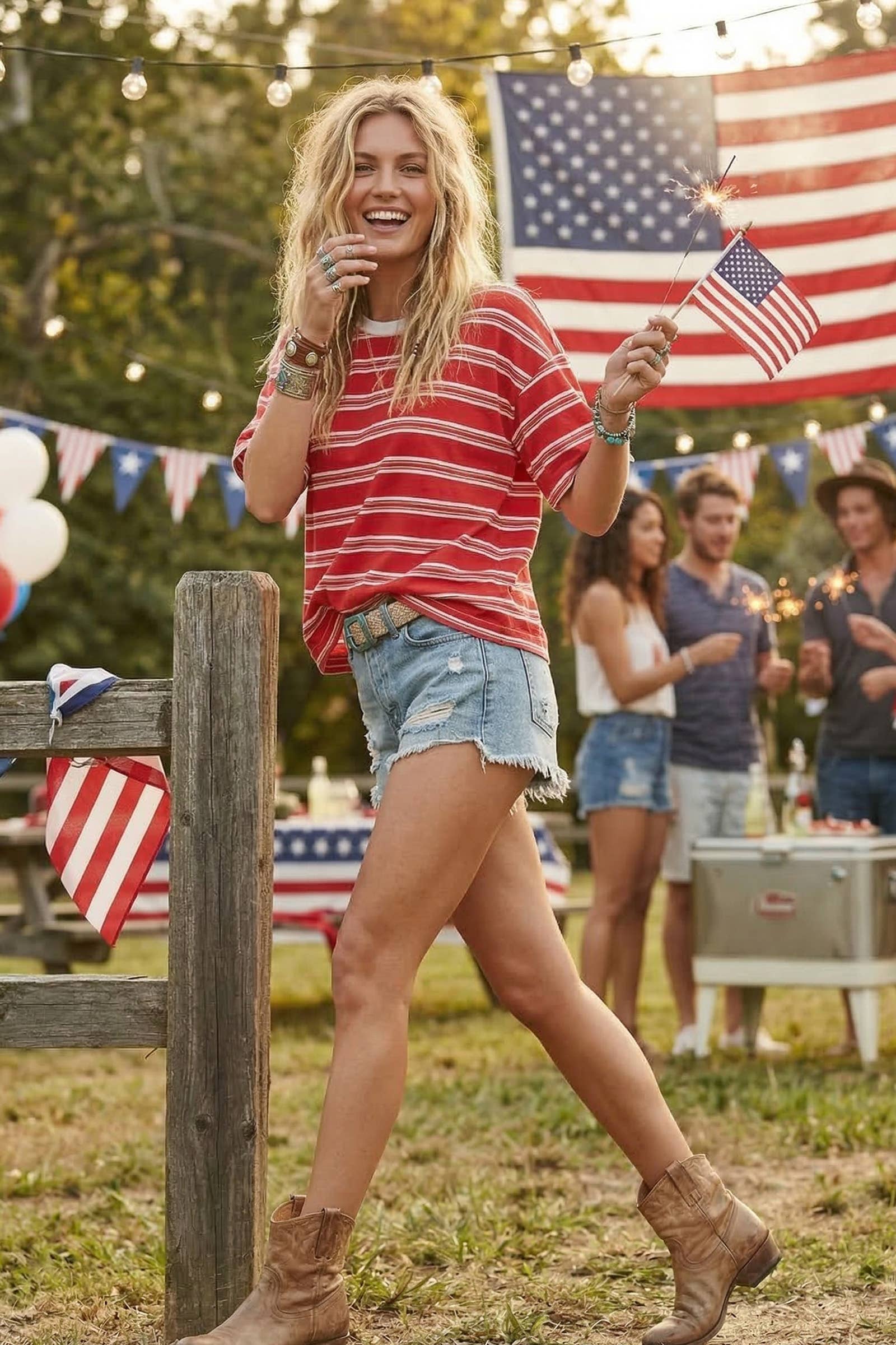 Americana Striped Oversized Tee, Feathered Farmhouse