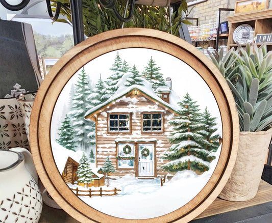 Christmas Cabin Art, Feathered Farmhouse