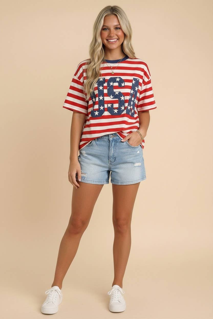 USA Stripe Tee, Feathered Farmhouse