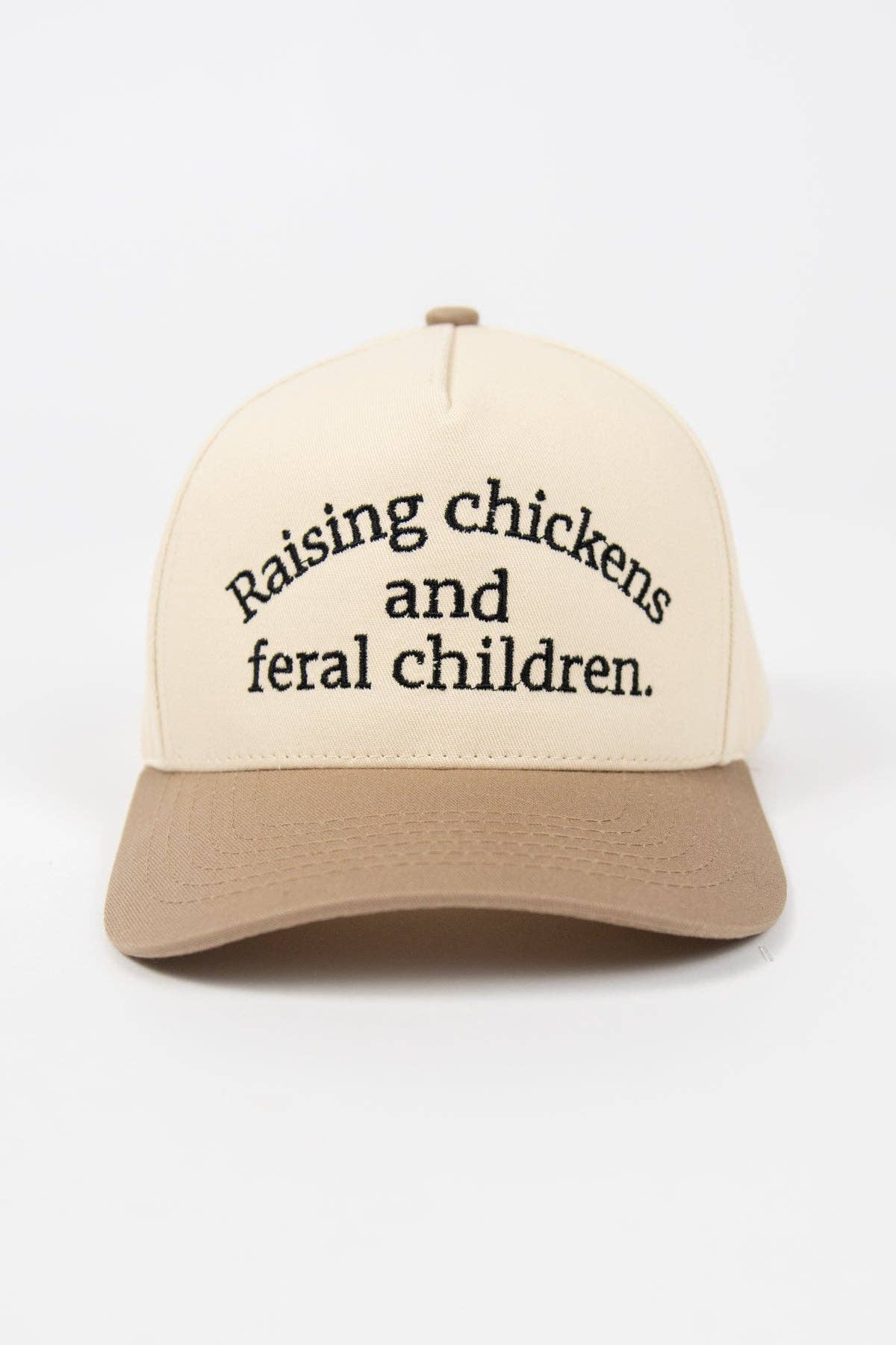 'Raising Chickens and Feral Children.' Embroidered Trucker Hat, Feathered Farmhouse