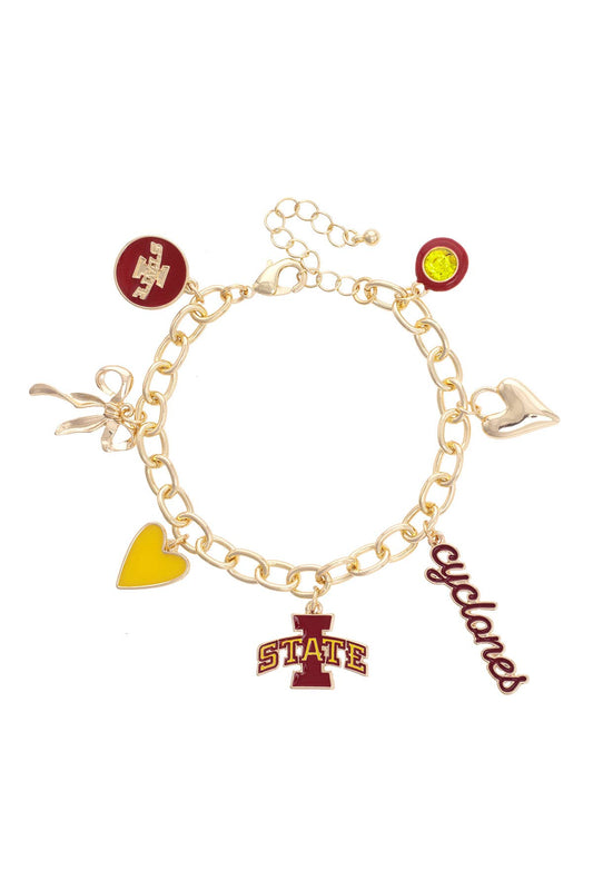 Iowa State Cyclones Enamel Icons Charm Bracelet, Feathered Farmhouse