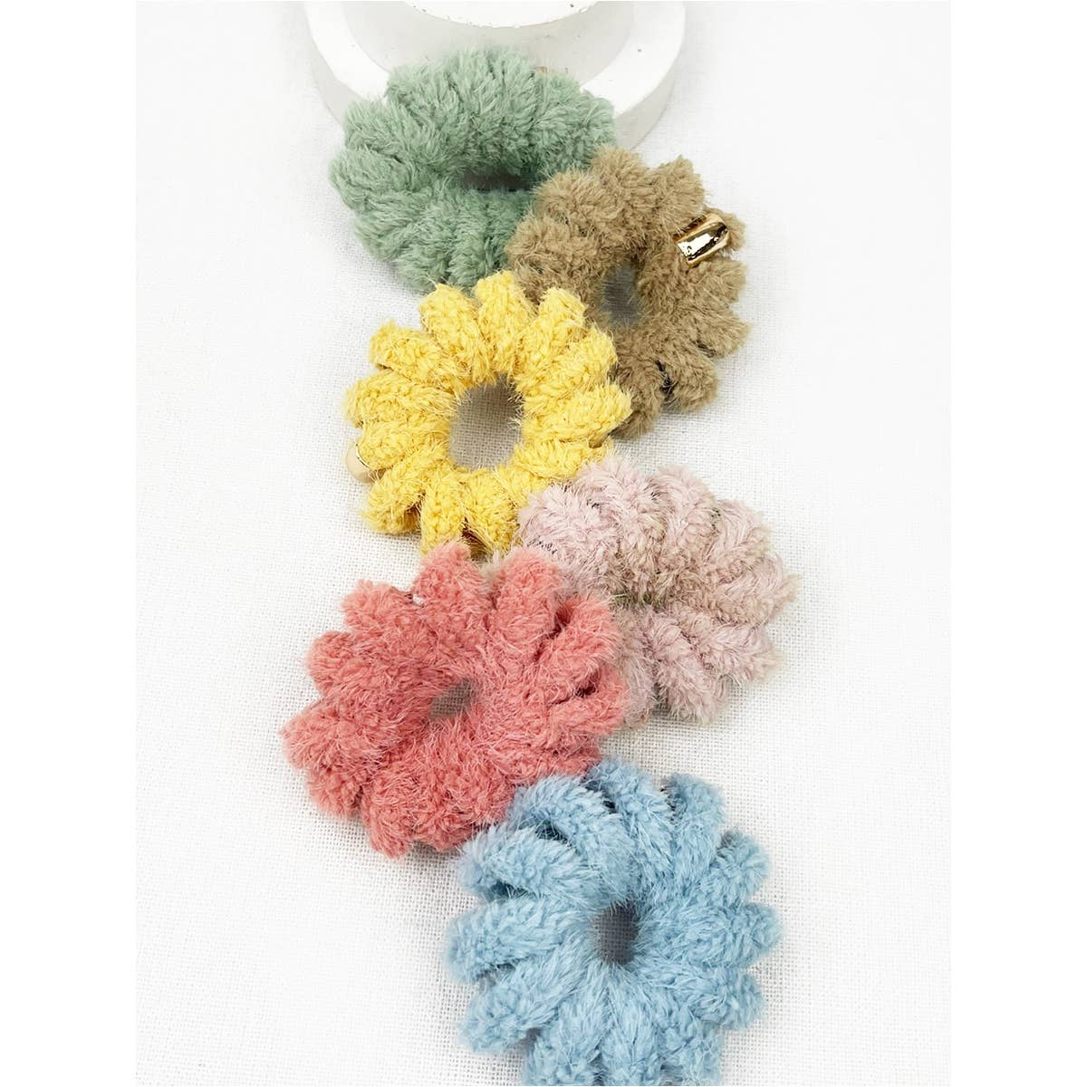 Faux Fur Soft Spiral Hair Ties, Feathered Farmhouse