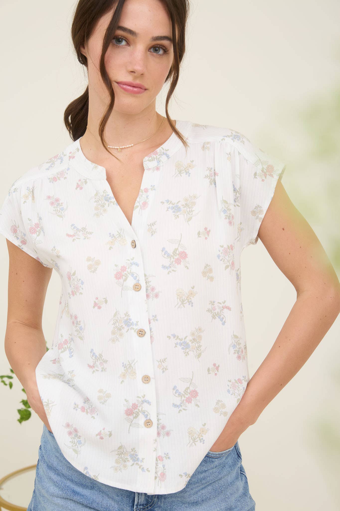Stripe Floral Shirt, Feathered Farmhouse