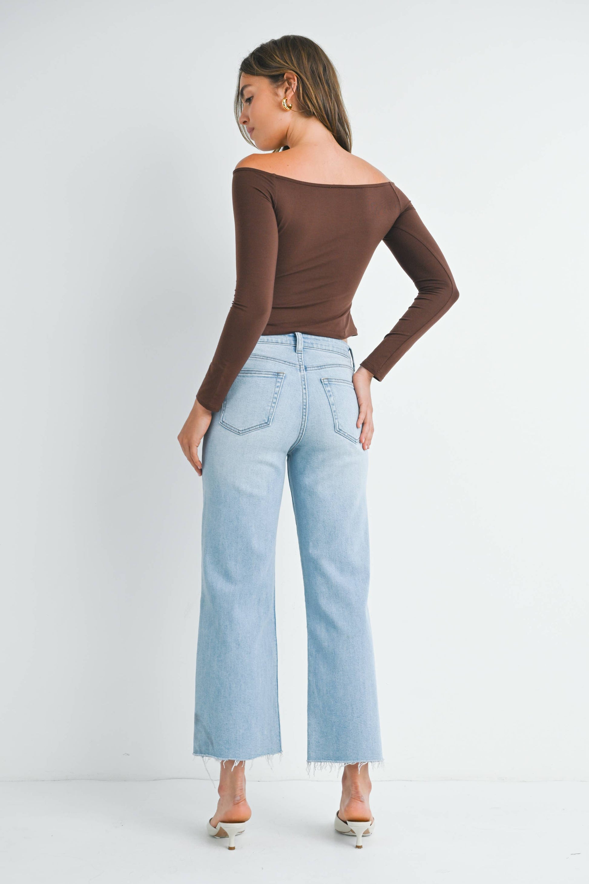 Slim Wide Leg Light Wash Jean, Feathered Farmhouse