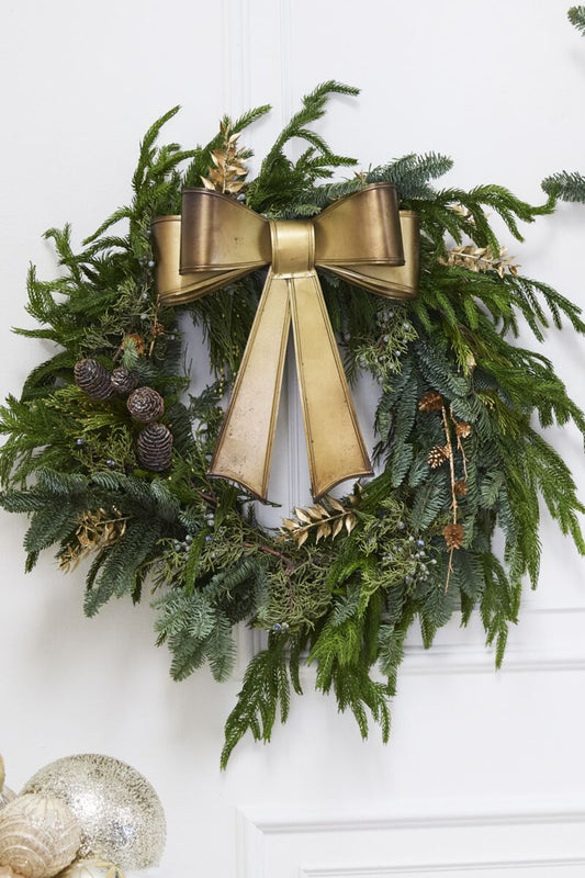 Bow Wreath, Feathered Farmhouse