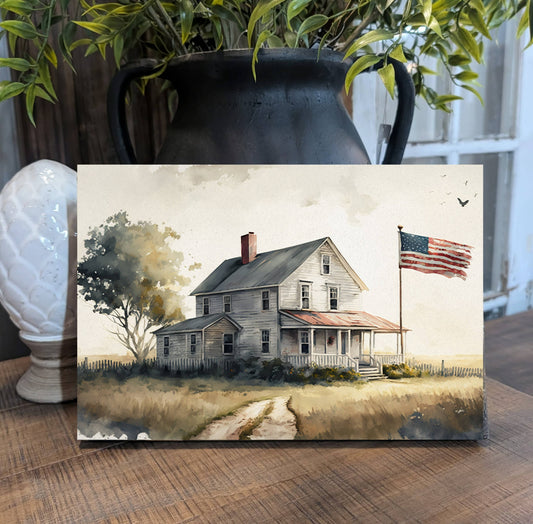 Canvas Farmhouse Flag, Feathered Farmhouse