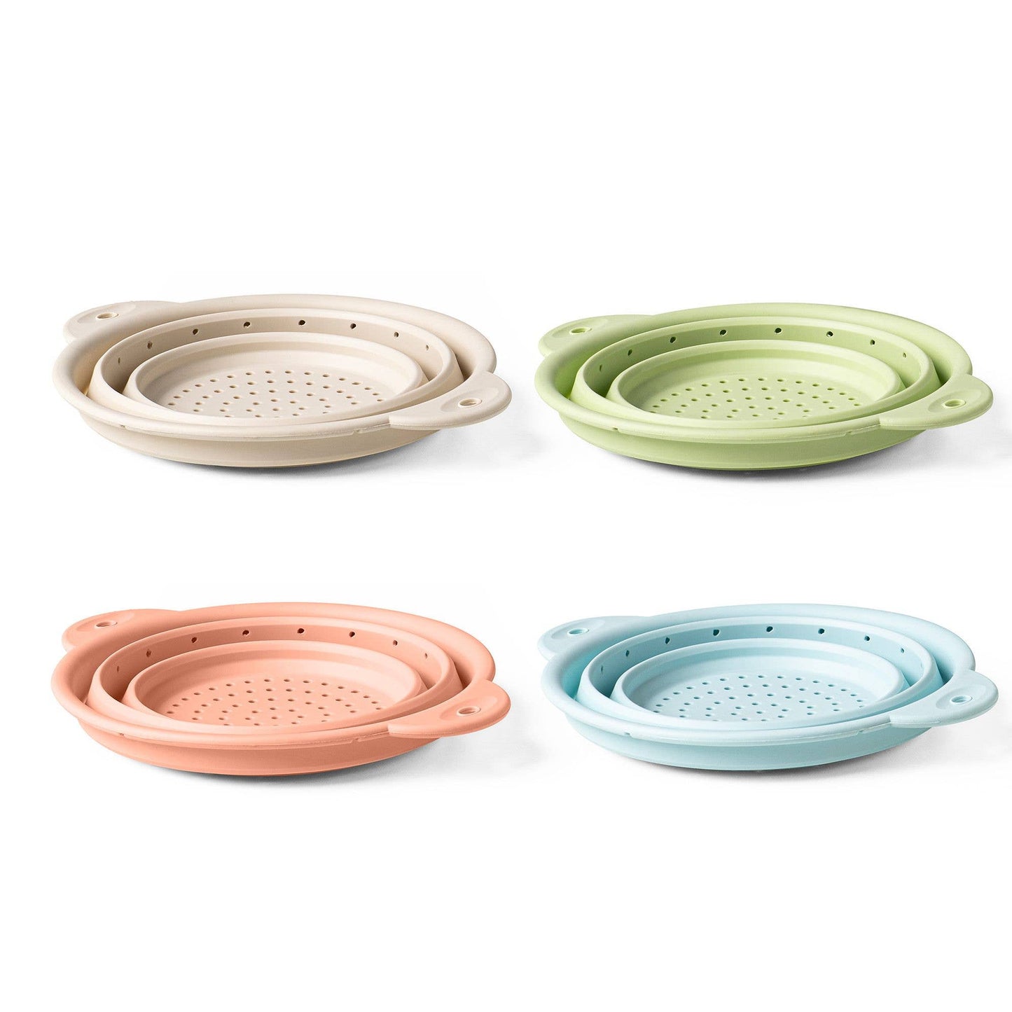 Collapsible Silicone Strainer Assortment, Feathered Farmhouse