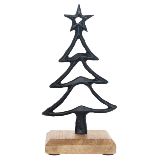 Black Metal Tree with Star Topper, Feathered Farmhouse