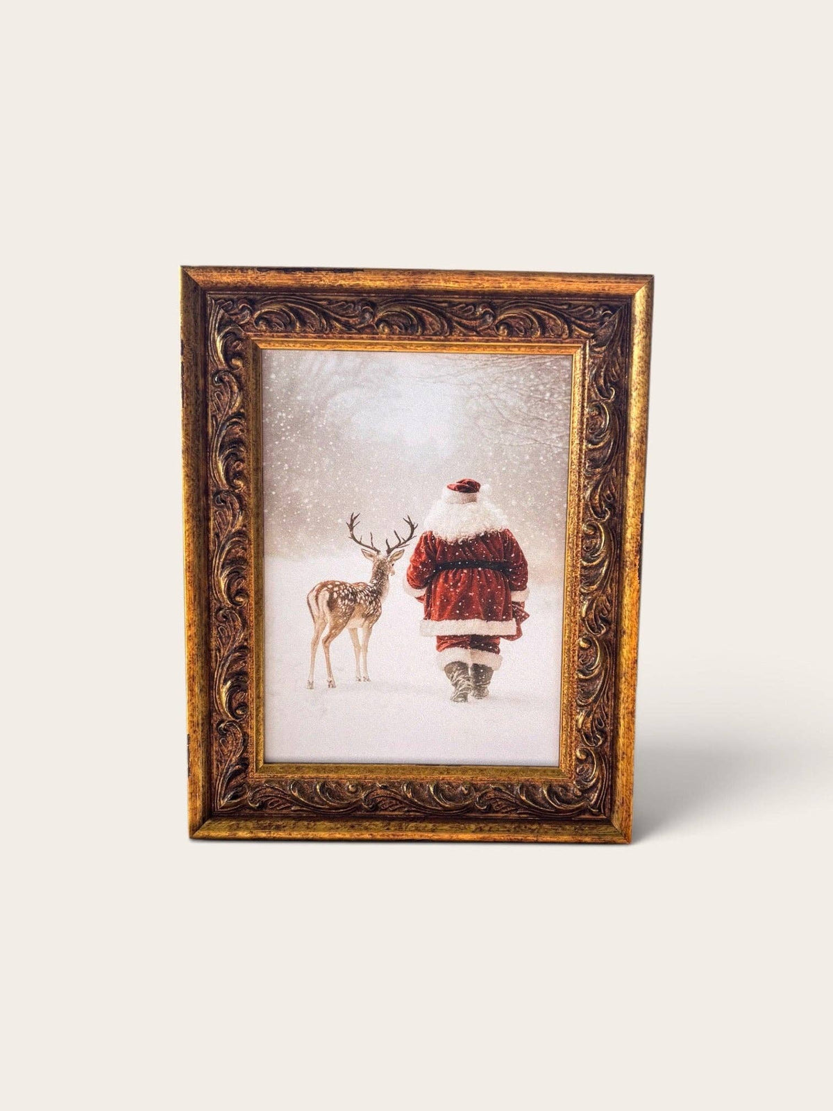 Santa and Reindeer Wall Art, Feathered Farmhouse