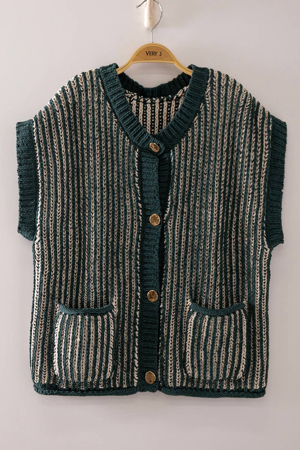 Rib Knit Vest Cardigan, Feathered Farmhouse