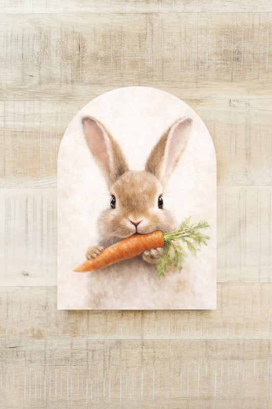 Bunny Eating Carrot Arch, Feathered Farmhouse