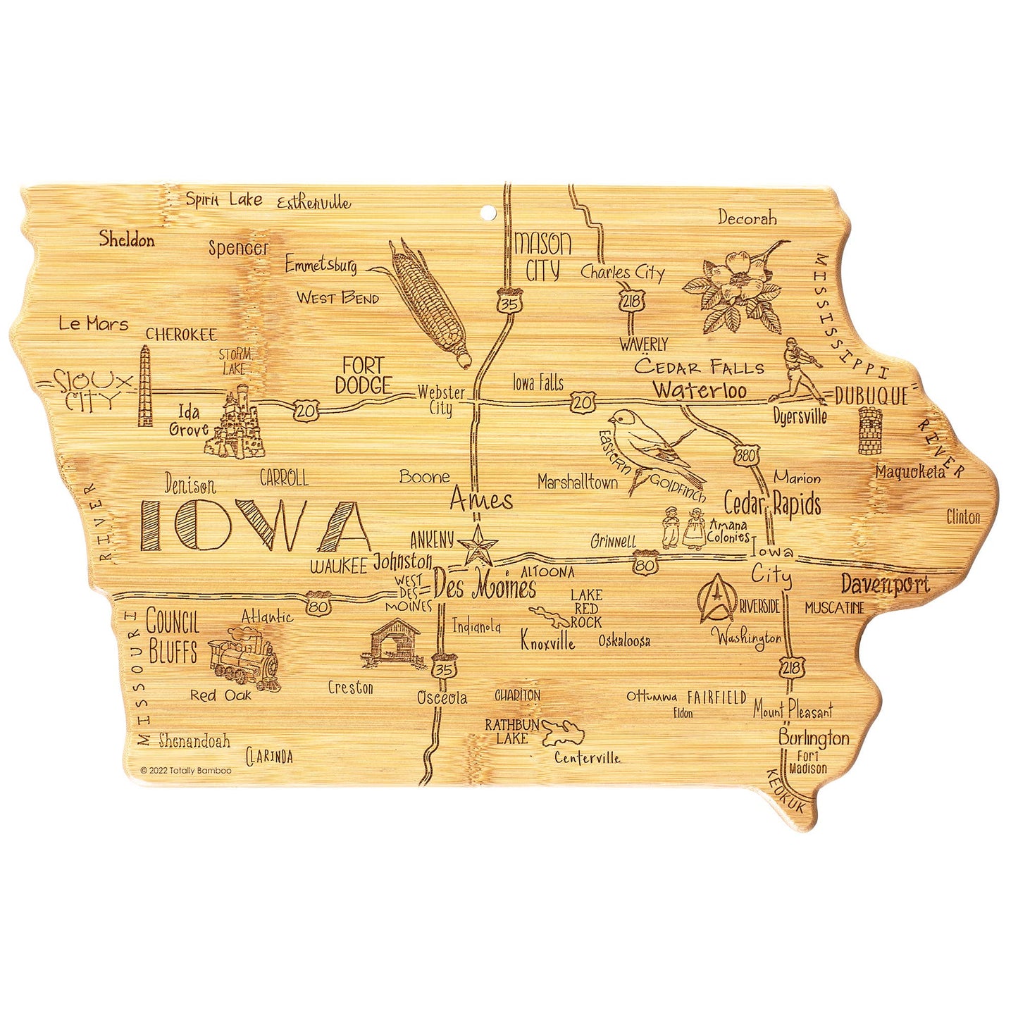 Destination Iowa Cutting Board, Feathered Farmhouse