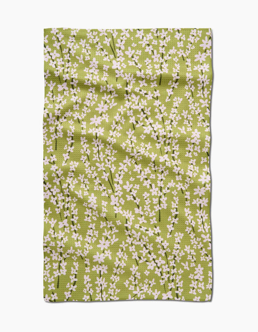 Spring Green Forsythia Tea Towel, Feathered Farmhouse