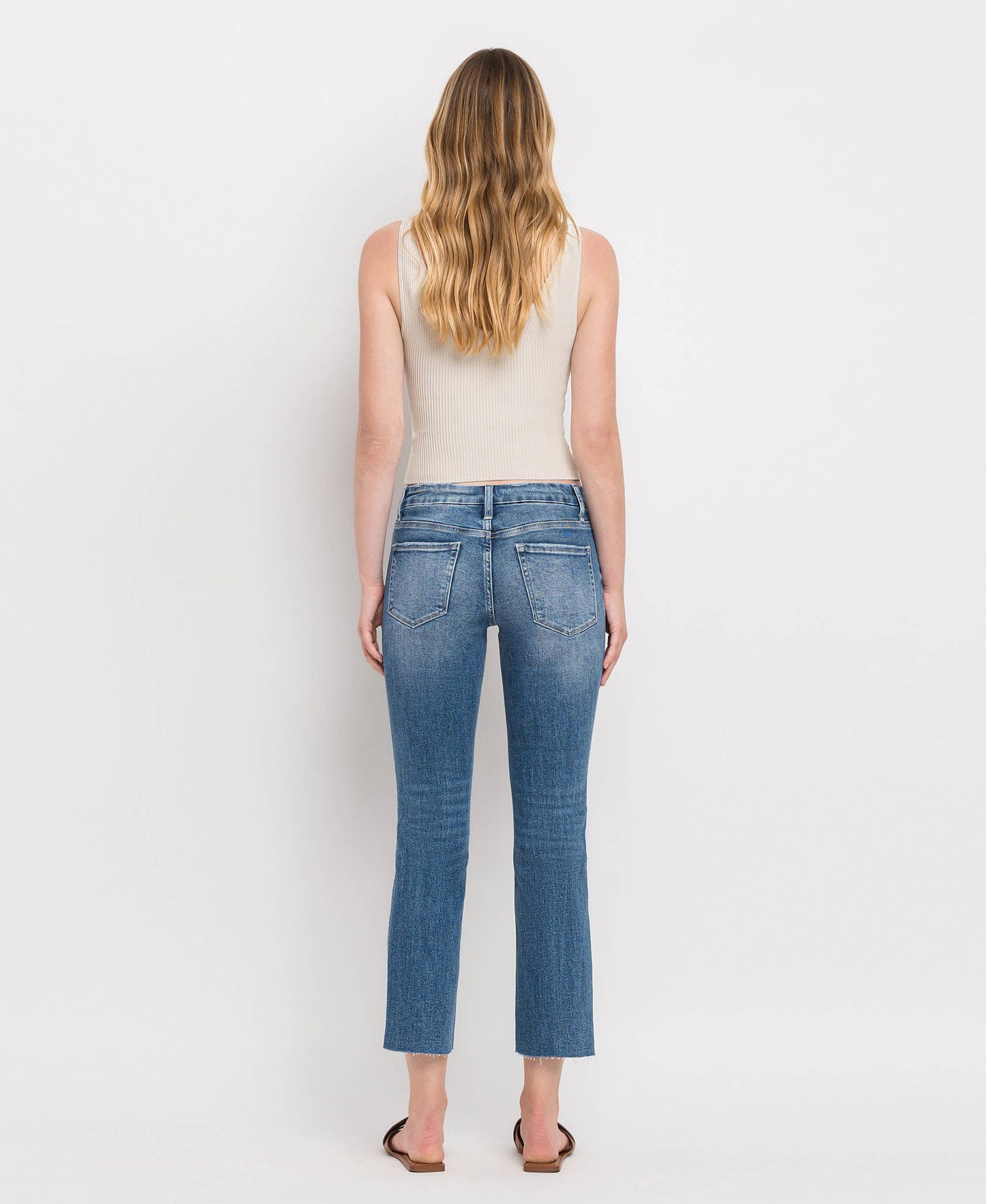 Carlene Vervet Mid Rise Crop Straight Jeans