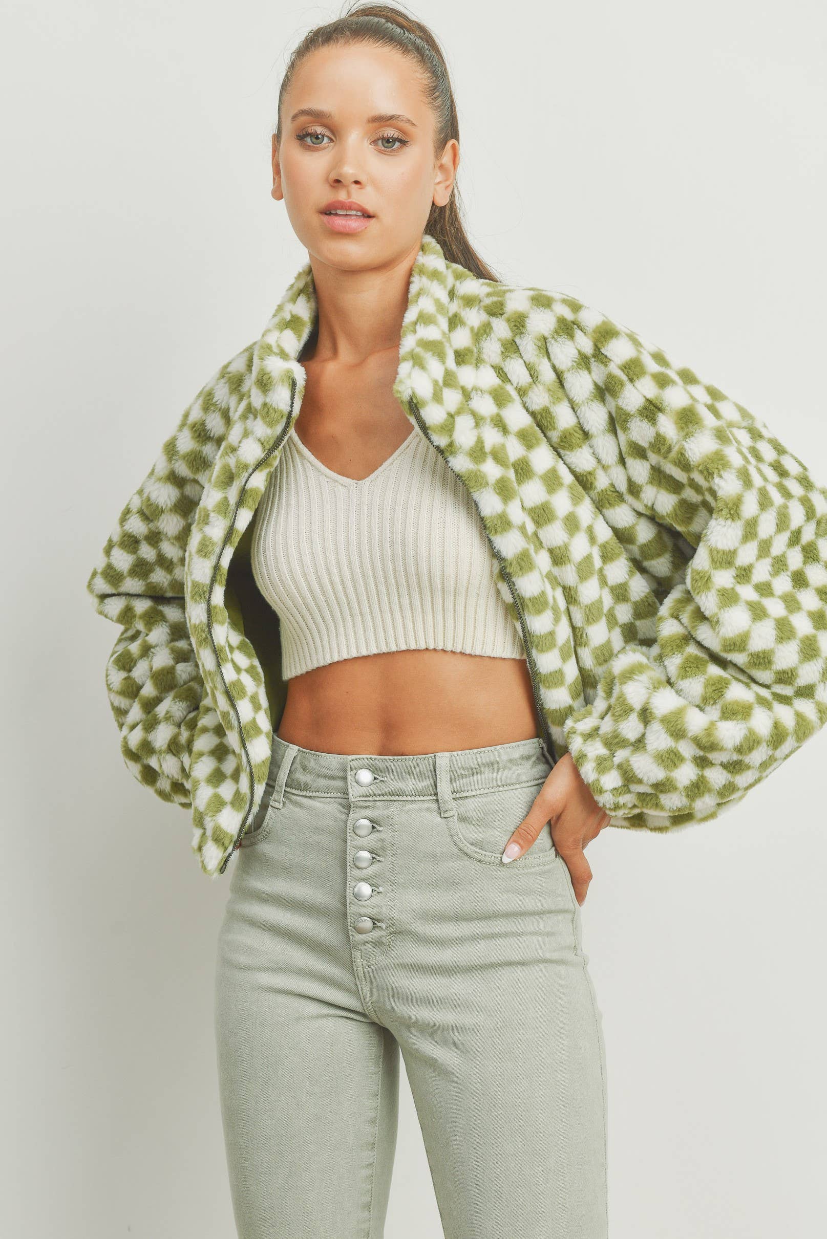 Checker Teddy Jacket, The Feathered Farmhouse