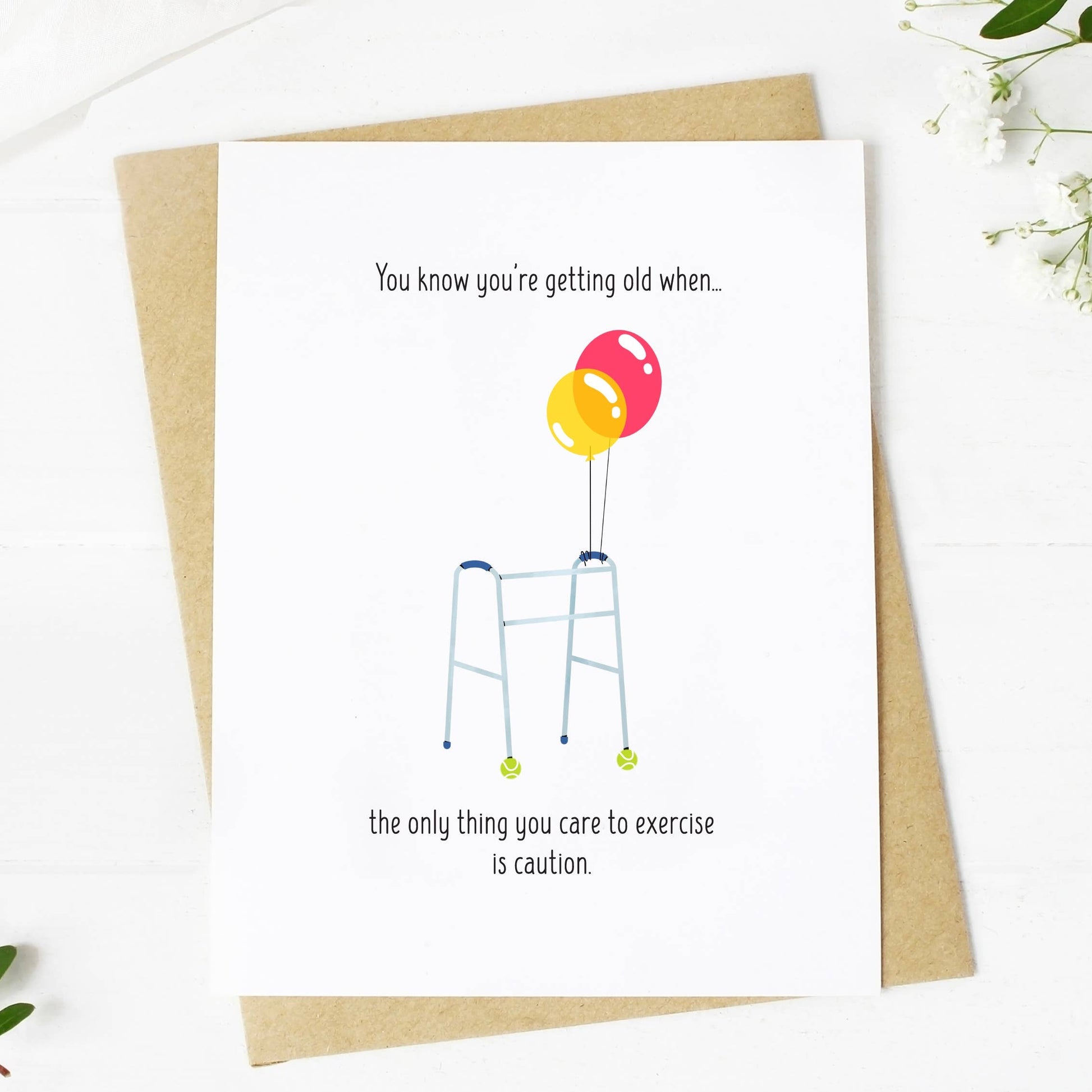 Exercise Caution Birthday Card, Feathered Farmhouse