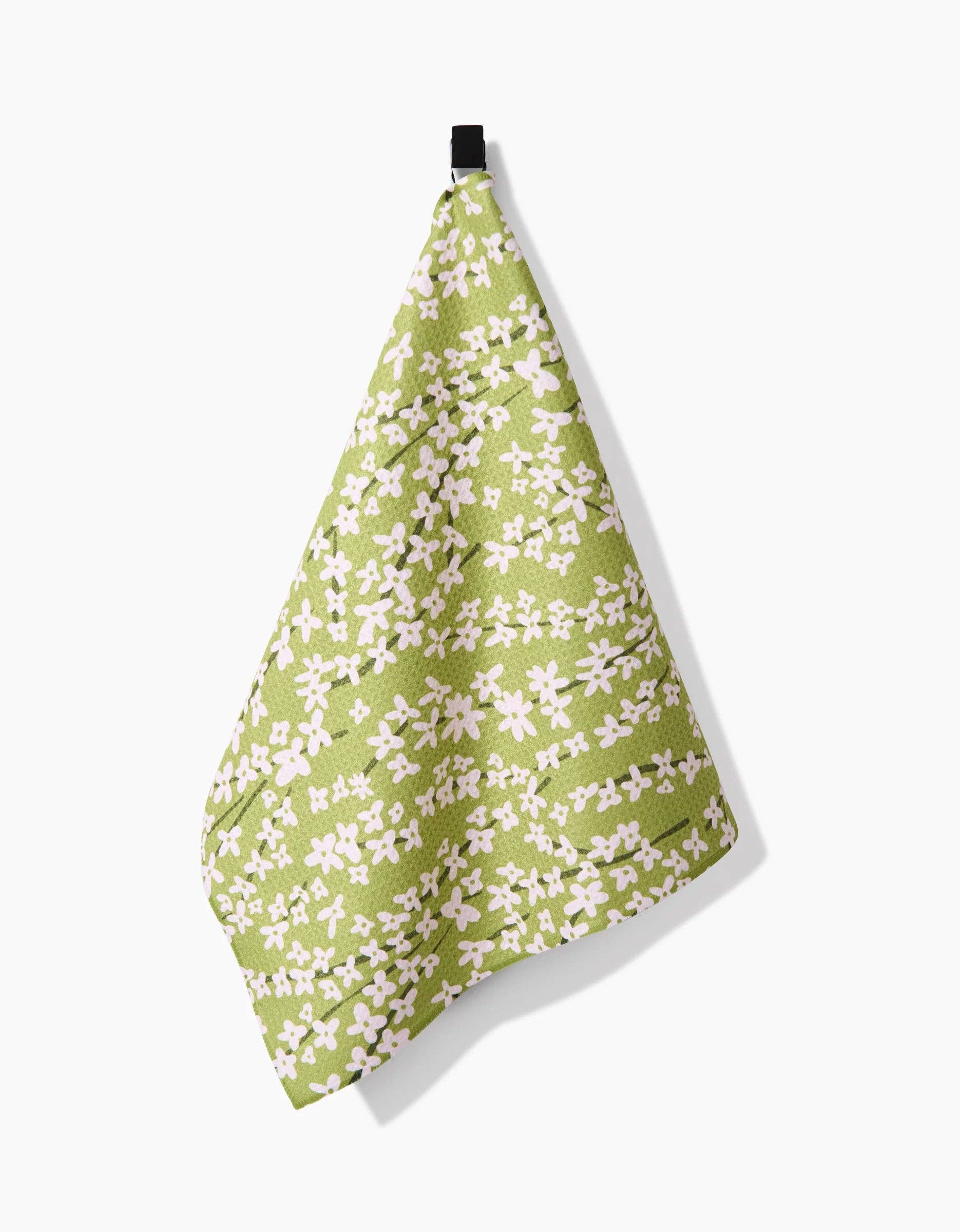 Spring Green Forsythia Tea Towel, Feathered Farmhouse