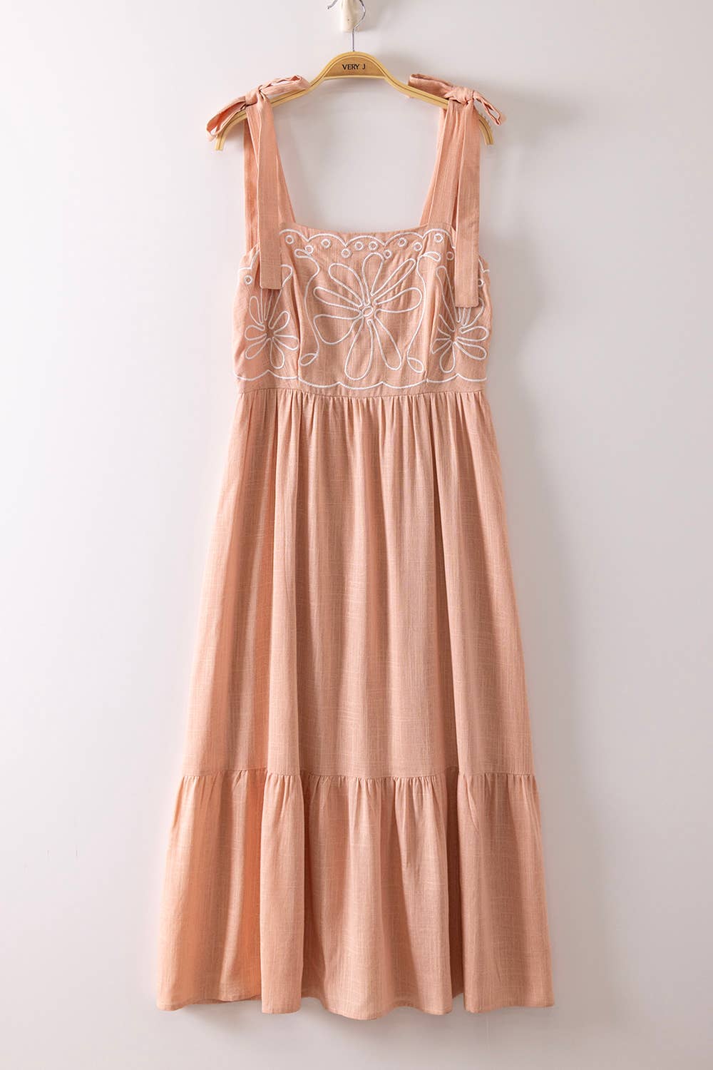 Embroidery Detail Midi Sleeveless Dress, Feathered Farmhouse