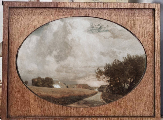 Framed Moody Countryside Mini Art, Feathered Farmhouse