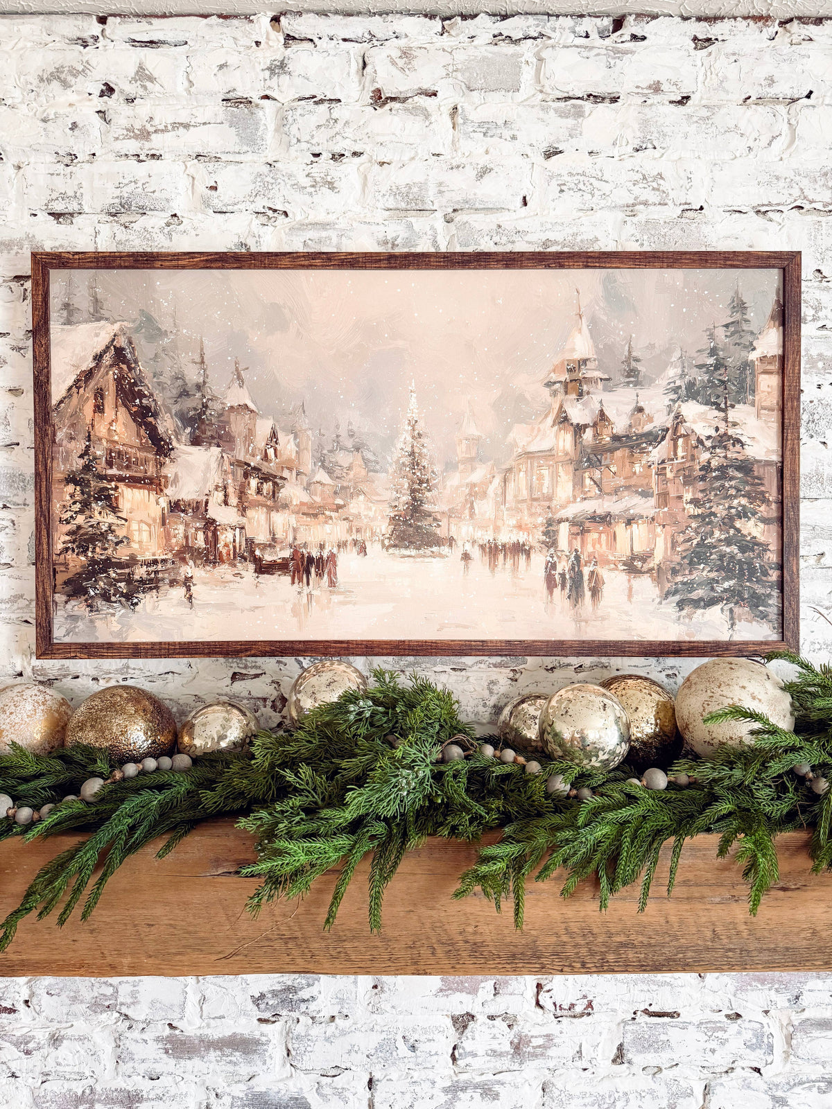 Christmas Village Print Wood Sign, The Feathered Farmhouse